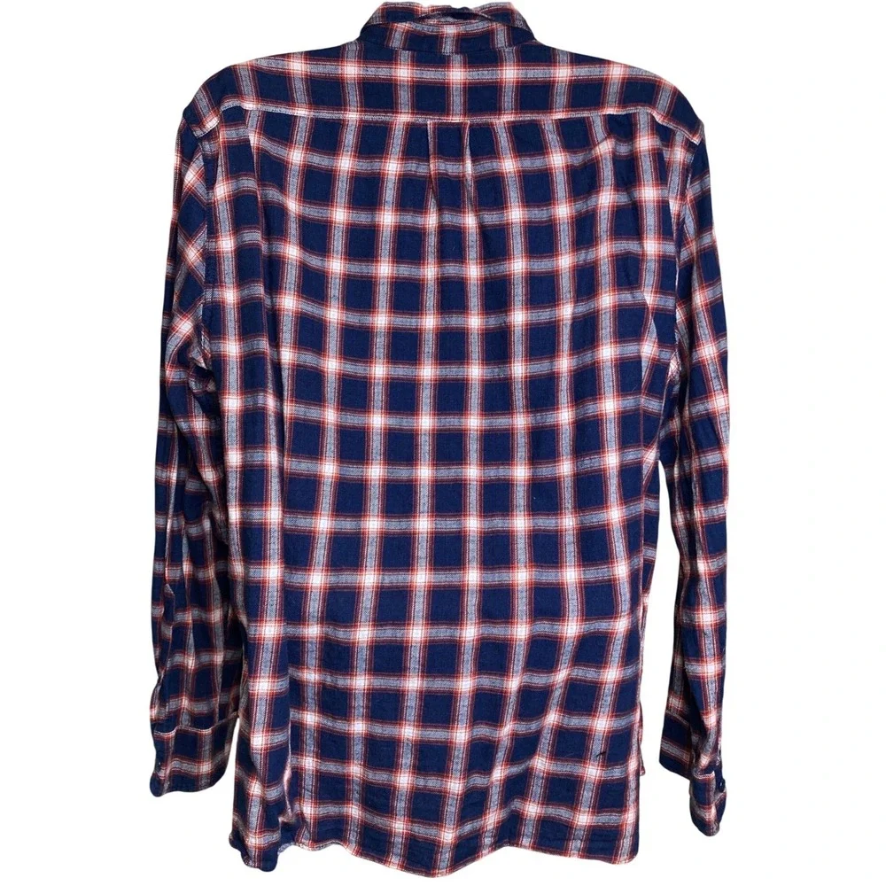 J. Crew Mens Classic Fit Button Up Plaid Flannel Shirt‎ Size XL Western Rustic